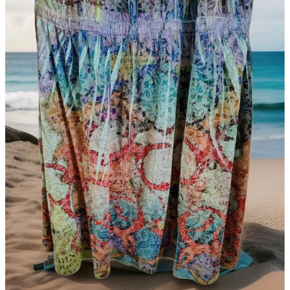 Mally & Millie USA Dress Size M 3/4 Sleeves Multi Color Elastic Waist - Picture 3 of 11